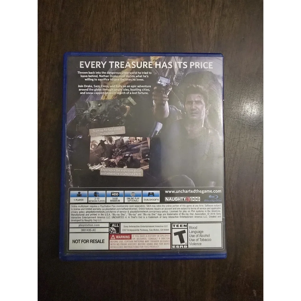Uncharted 4: A Thief's End Sony PlayStation 4 PS4 Video Game